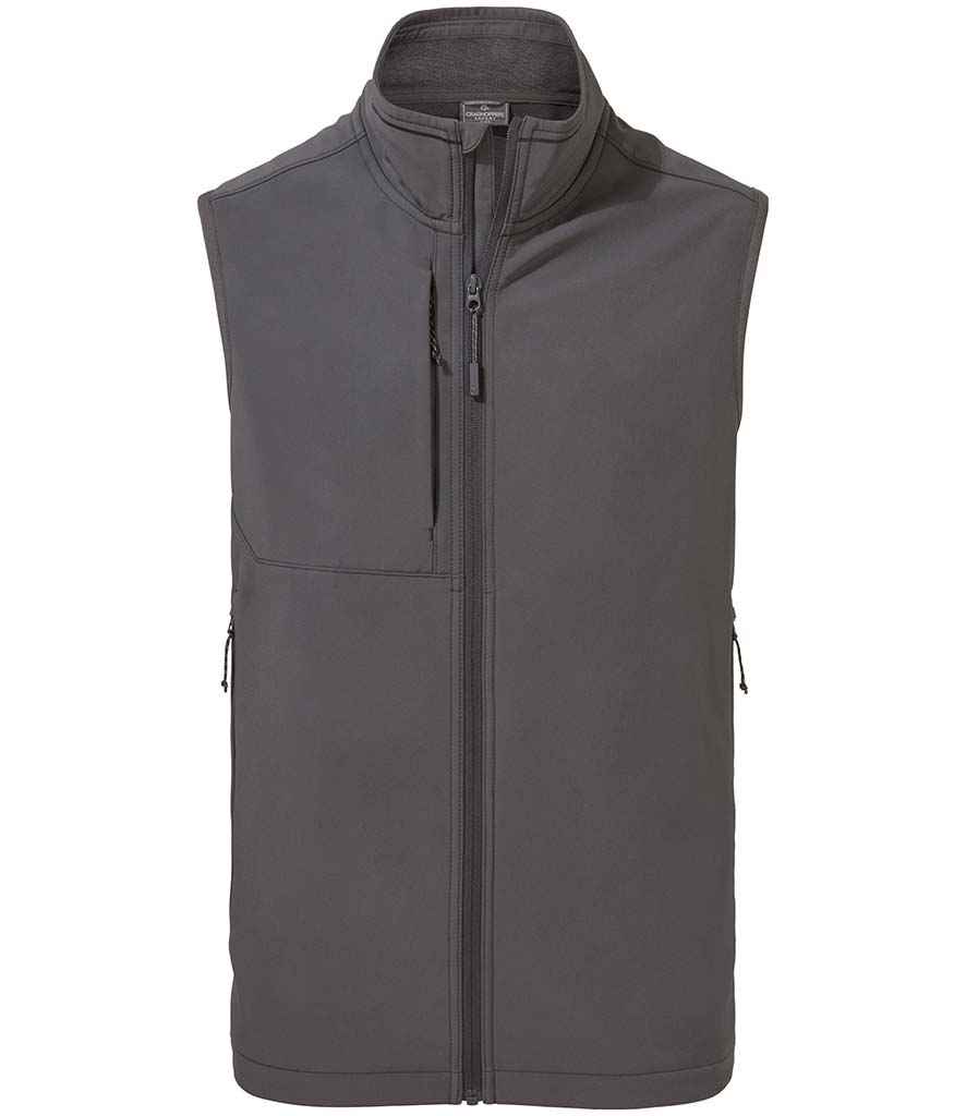 Craghoppers Expert Basecamp Soft Shell Bodywarmer in Carbon Grey by Craghoppers — Custom branded clothing by Print Press, featuring premium embroidery produced in our specialist print lab in the UK.