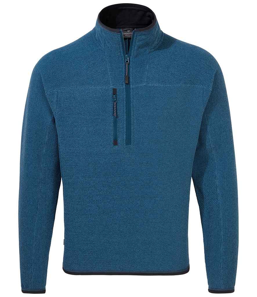Craghoppers Expert Active Half Zip Knitted Fleece in Poseidon Blue Marl by Craghoppers — Custom branded clothing by Print Press, featuring premium embroidery produced in our specialist print lab in the UK.