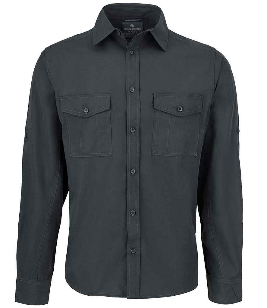 Craghoppers Expert Kiwi Long Sleeve Shirt in Carbon Grey by Craghoppers — Custom branded clothing by Print Press, featuring premium embroidery produced in our specialist print lab in the UK.
