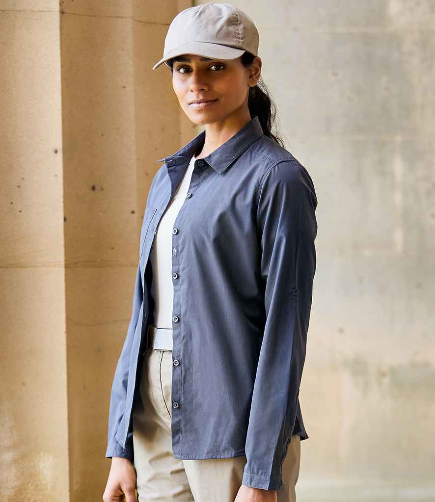 Craghoppers Expert Ladies Kiwi Long Sleeve Shirt in Carbon Grey by Craghoppers — Custom branded clothing by Print Press, featuring premium embroidery produced in our specialist print lab in the UK.