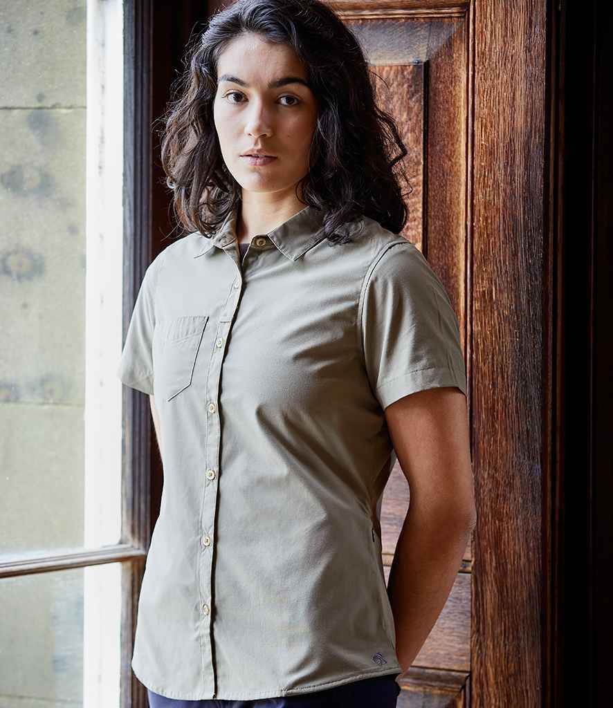 Craghoppers Expert Ladies Kiwi Short Sleeve Shirt in Pebble by Craghoppers — Custom branded clothing by Print Press, featuring premium embroidery produced in our specialist print lab in the UK.