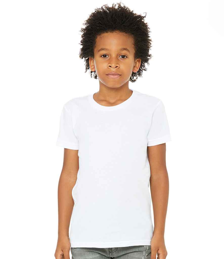 Canvas Youths Crew Neck T-Shirt in White by Bella+Canvas — Custom branded clothing by Print Press, featuring premium embroidery produced in our specialist print lab in the UK.