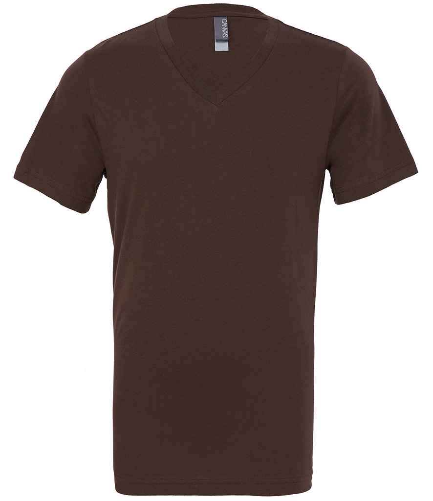 Canvas Unisex Jersey V Neck T-Shirt in Brown by Bella+Canvas — Custom branded clothing by Print Press, featuring premium embroidery produced in our specialist print lab in the UK.