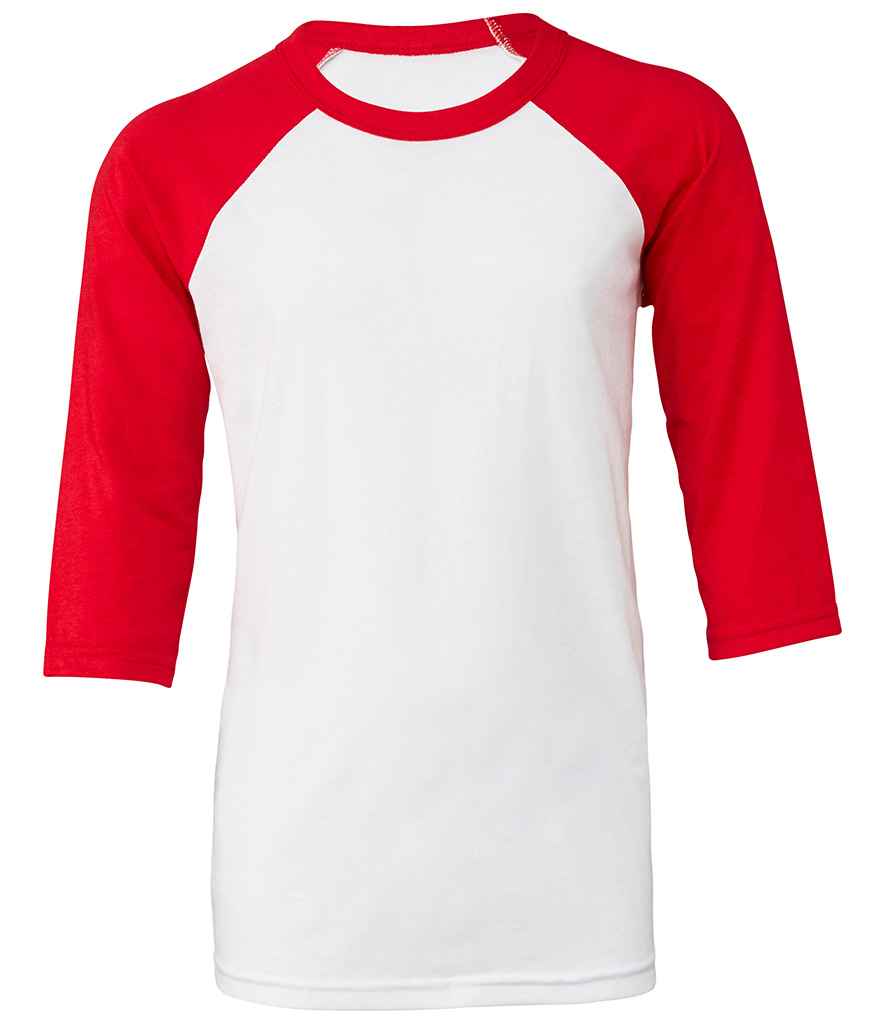 Canvas Youths 3/4 Sleeve Baseball T-Shirt in by Bella+Canvas — Custom branded clothing by Print Press, featuring premium embroidery produced in our specialist print lab in the UK.