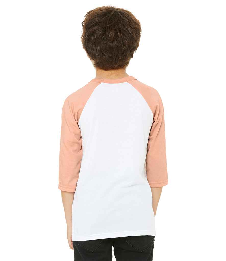 Canvas Youths 3/4 Sleeve Baseball T-Shirt in by Bella+Canvas — Custom branded clothing by Print Press, featuring premium embroidery produced in our specialist print lab in the UK.