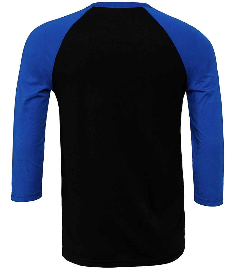 Canvas Unisex 3/4 Sleeve Baseball T-Shirt in by Bella+Canvas — Custom branded clothing by Print Press, featuring premium embroidery produced in our specialist print lab in the UK.