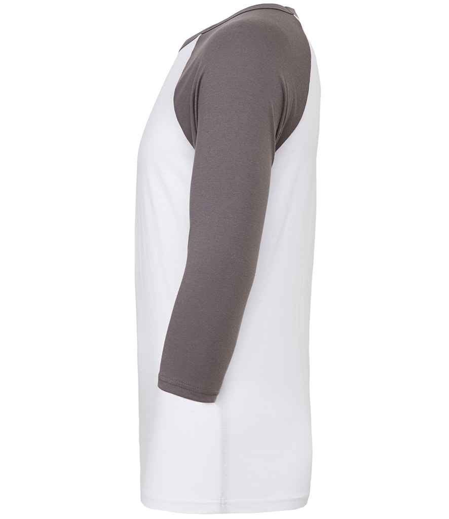 Canvas Unisex 3/4 Sleeve Baseball T-Shirt in by Bella+Canvas — Custom branded clothing by Print Press, featuring premium embroidery produced in our specialist print lab in the UK.