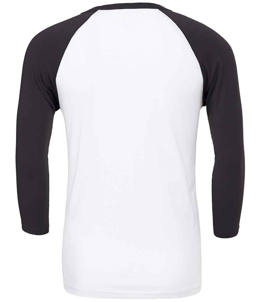 Canvas Unisex 3/4 Sleeve Baseball T-Shirt in by Bella+Canvas — Custom branded clothing by Print Press, featuring premium embroidery produced in our specialist print lab in the UK.
