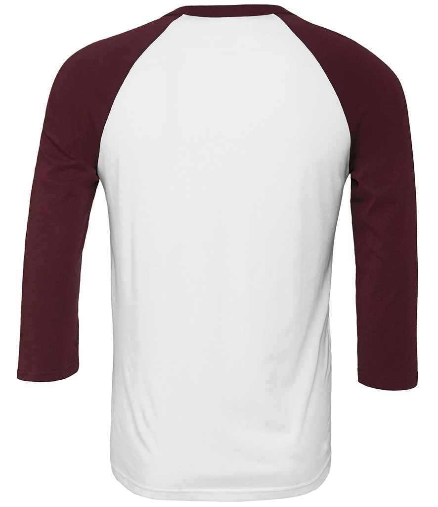 Canvas Unisex 3/4 Sleeve Baseball T-Shirt in by Bella+Canvas — Custom branded clothing by Print Press, featuring premium embroidery produced in our specialist print lab in the UK.