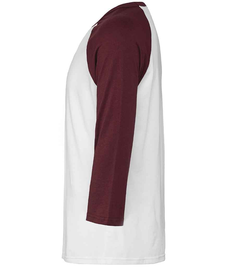 Canvas Unisex 3/4 Sleeve Baseball T-Shirt in by Bella+Canvas — Custom branded clothing by Print Press, featuring premium embroidery produced in our specialist print lab in the UK.