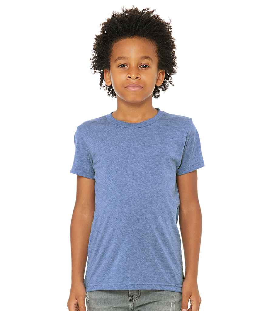 Canvas Youths Tri-Blend T-Shirt in Blue Tri-Blend by Bella+Canvas — Custom branded clothing by Print Press, featuring premium embroidery produced in our specialist print lab in the UK.