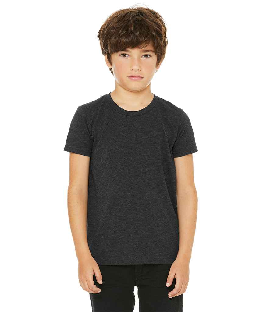 Canvas Youths Tri-Blend T-Shirt in Charcoal Black Tri-Blend by Bella+Canvas — Custom branded clothing by Print Press, featuring premium embroidery produced in our specialist print lab in the UK.