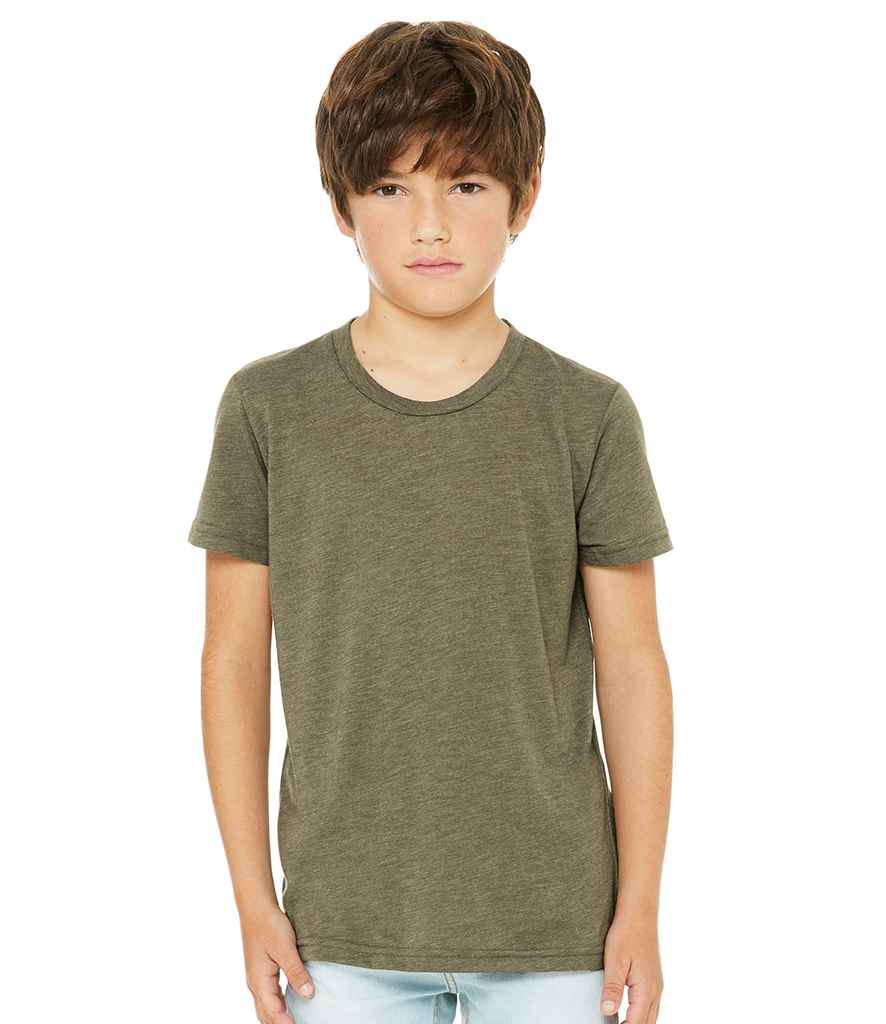 Canvas Youths Tri-Blend T-Shirt in Olive Green Tri-Blend by Bella+Canvas — Custom branded clothing by Print Press, featuring premium embroidery produced in our specialist print lab in the UK.