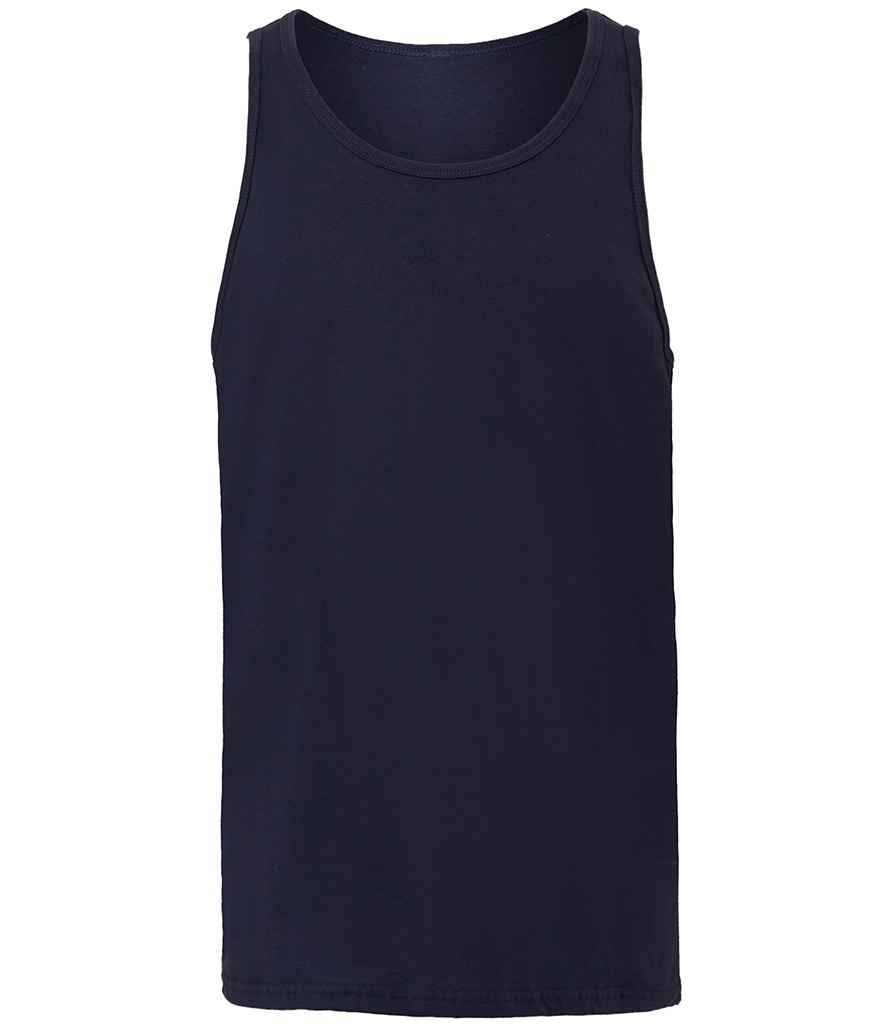 Canvas Unisex Jersey Tank Top in Navy by Bella+Canvas — Custom branded clothing by Print Press, featuring premium embroidery produced in our specialist print lab in the UK.