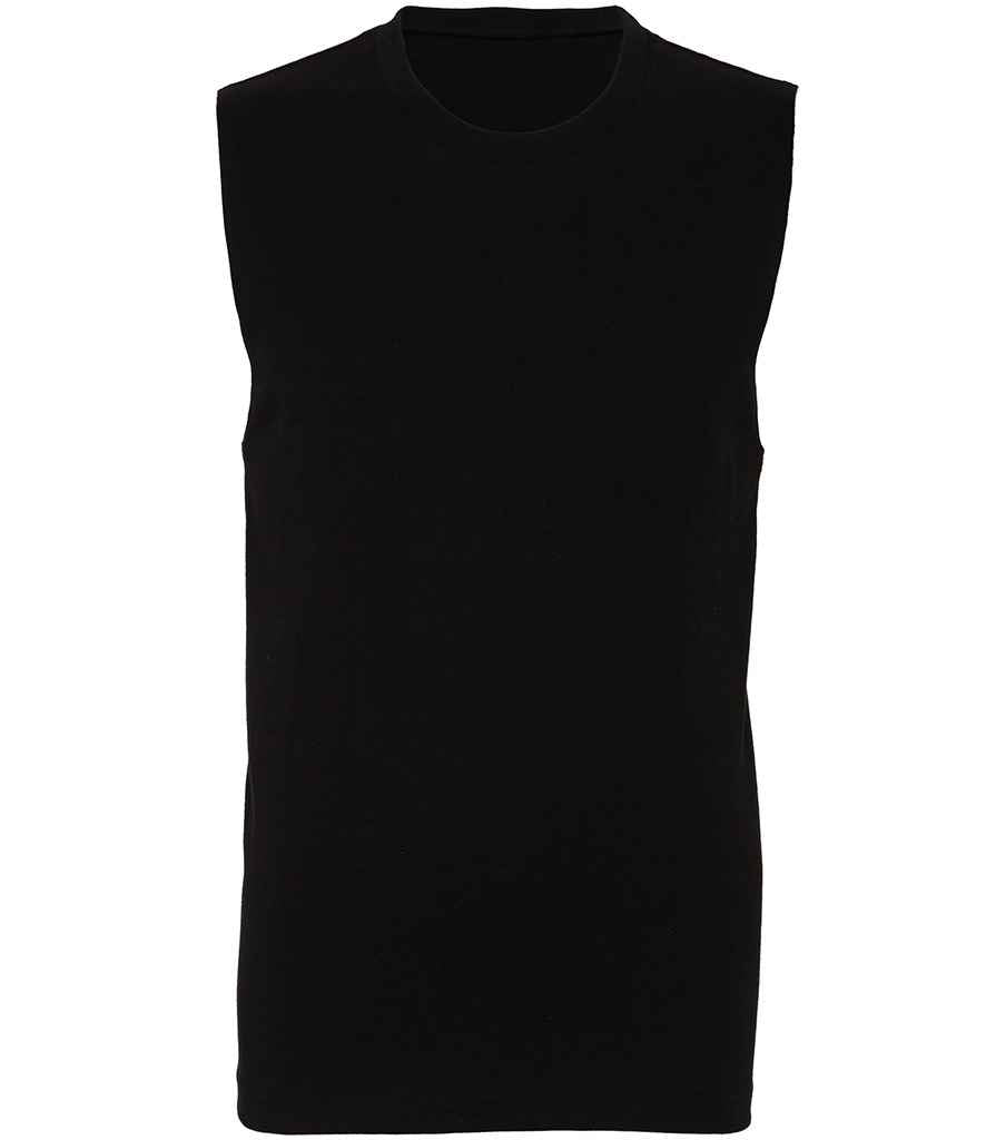 Canvas Unisex Jersey Muscle Tank Top in Black by Bella+Canvas — Custom branded clothing by Print Press, featuring premium embroidery produced in our specialist print lab in the UK.