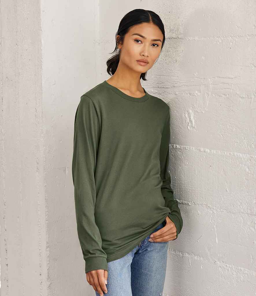 Canvas Unisex Jersey Long Sleeve T-Shirt in Military Green by Bella+Canvas — Custom branded clothing by Print Press, featuring premium embroidery produced in our specialist print lab in the UK.