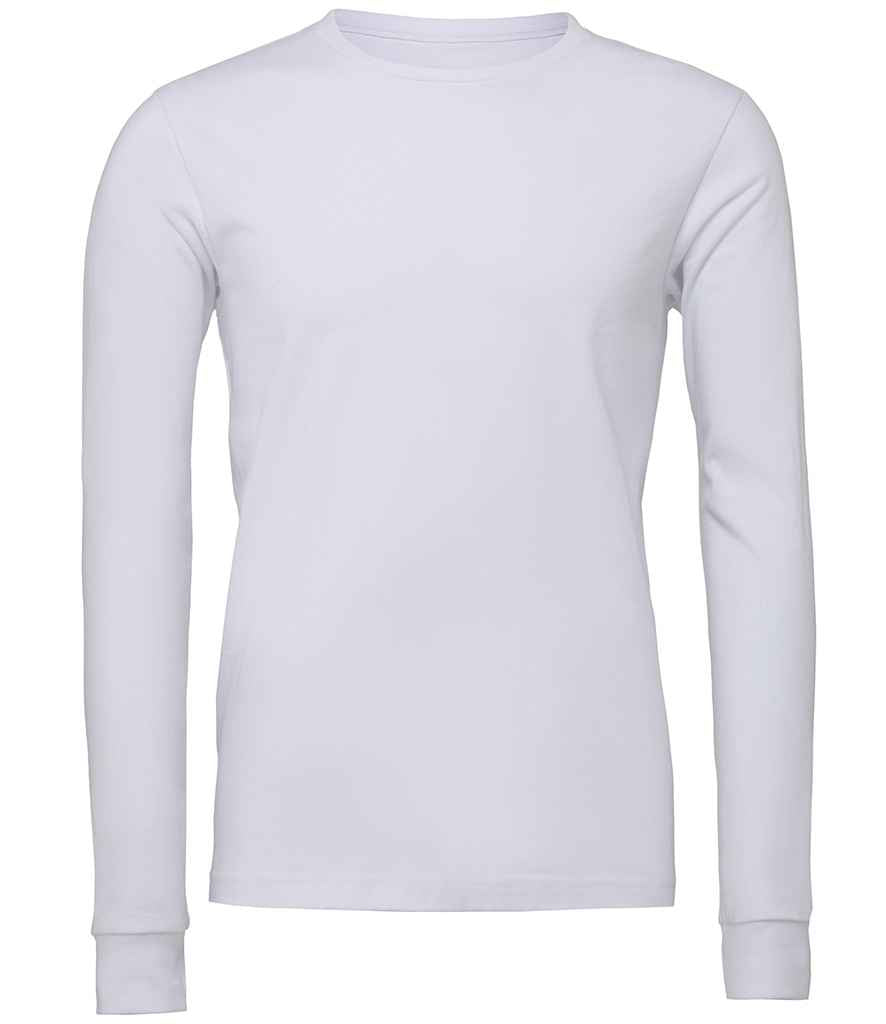 Canvas Unisex Jersey Long Sleeve T-Shirt in White by Bella+Canvas — Custom branded clothing by Print Press, featuring premium embroidery produced in our specialist print lab in the UK.