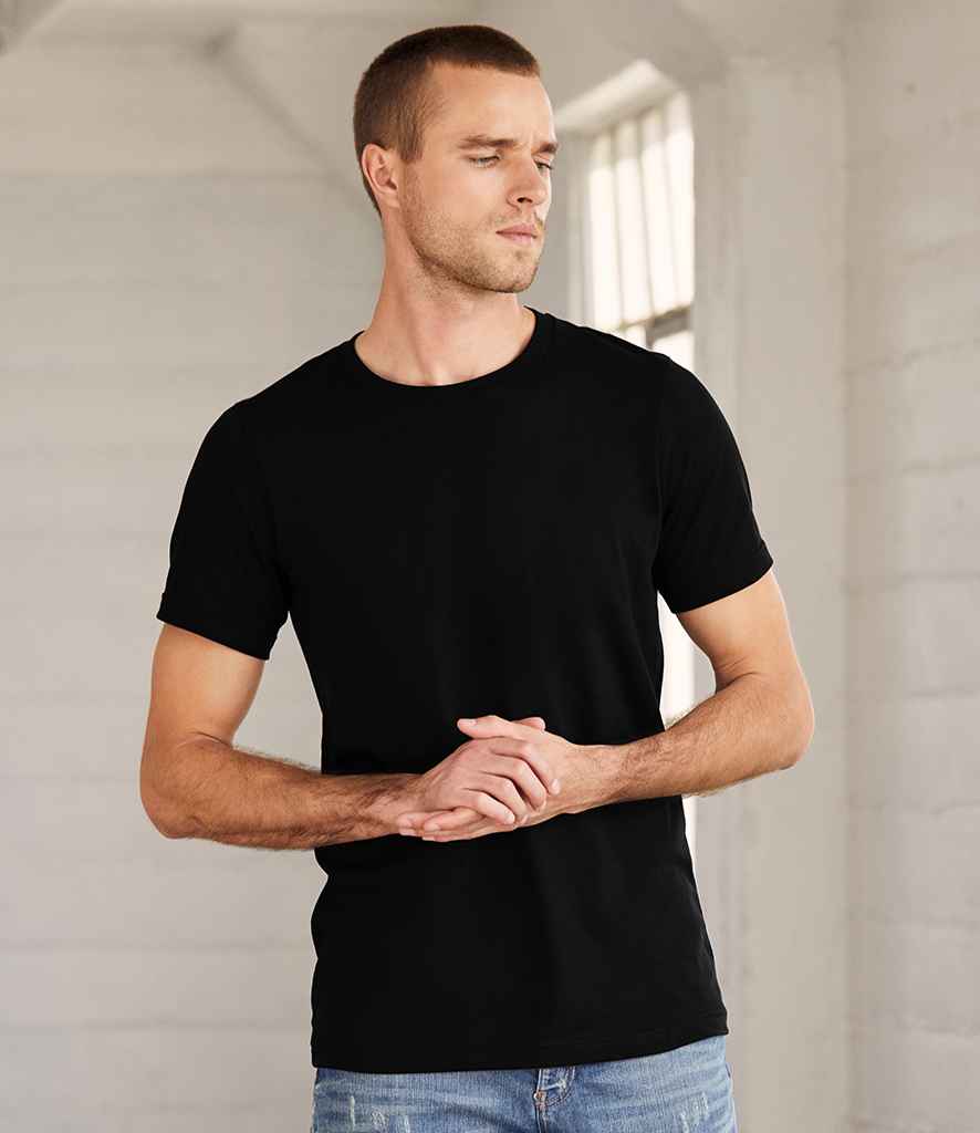 Canvas Unisex Poly/Cotton T-Shirt in Black by Bella+Canvas — Custom branded clothing by Print Press, featuring premium embroidery produced in our specialist print lab in the UK.