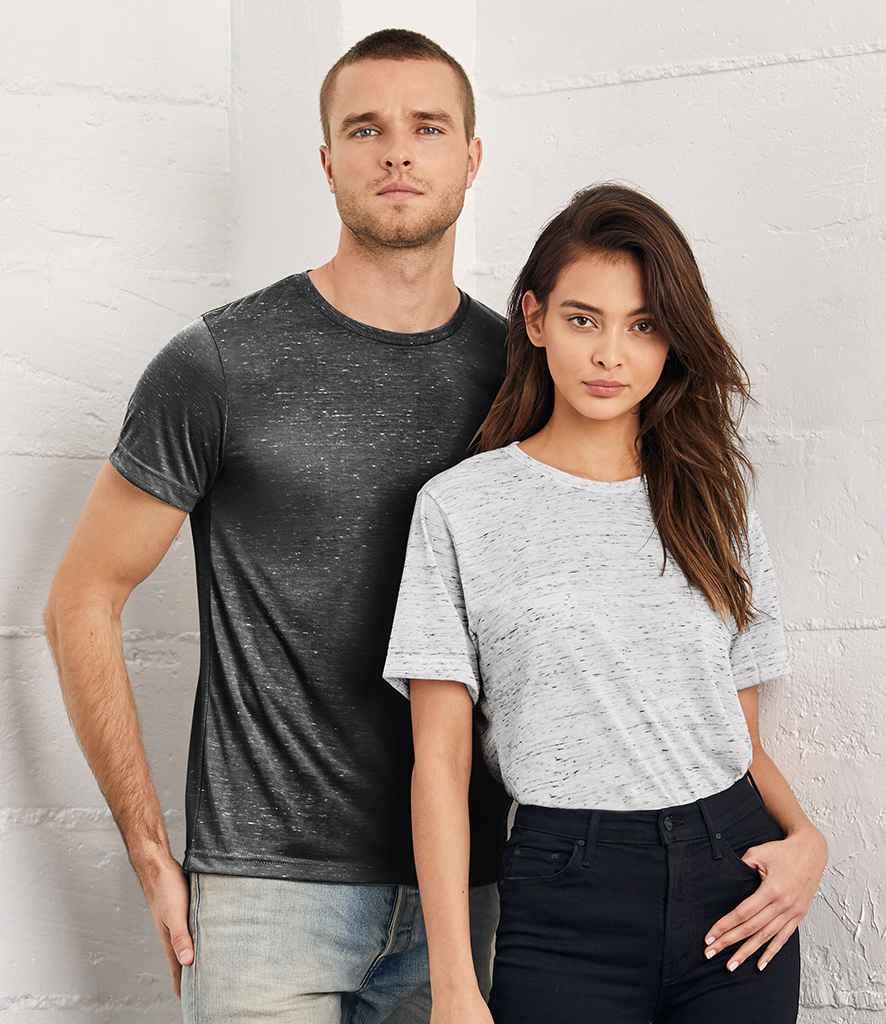 Canvas Unisex Poly/Cotton T-Shirt in White Marble by Bella+Canvas — Custom branded clothing by Print Press, featuring premium embroidery produced in our specialist print lab in the UK.