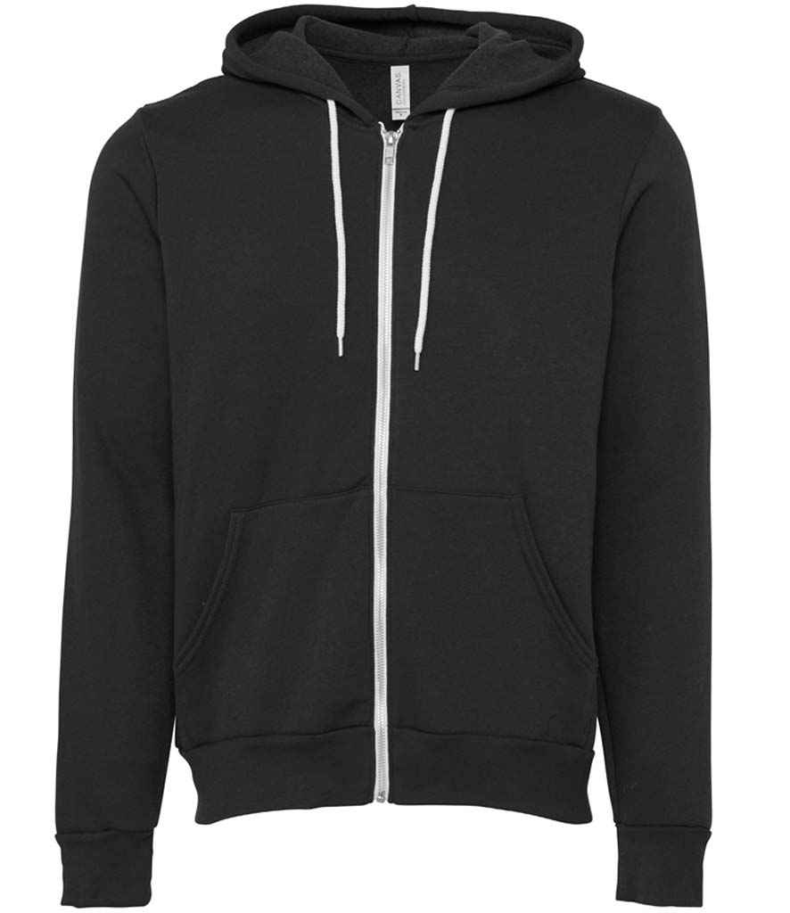 Canvas Unisex Full Zip Hoodie - (2nd Colours) in DTG Dark Grey by Bella+Canvas — Custom branded clothing by Print Press, featuring premium embroidery produced in our specialist print lab in the UK.
