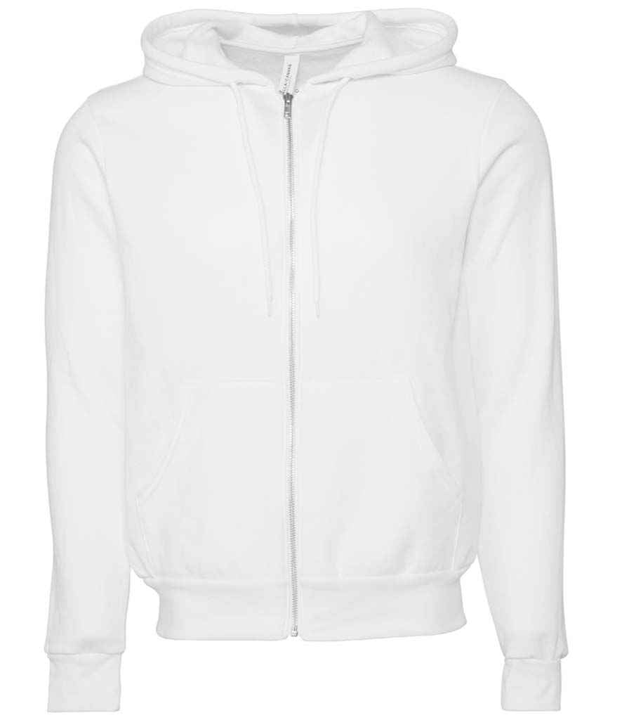 Canvas Unisex Full Zip Hoodie - (2nd Colours) in DTG White by Bella+Canvas — Custom branded clothing by Print Press, featuring premium embroidery produced in our specialist print lab in the UK.