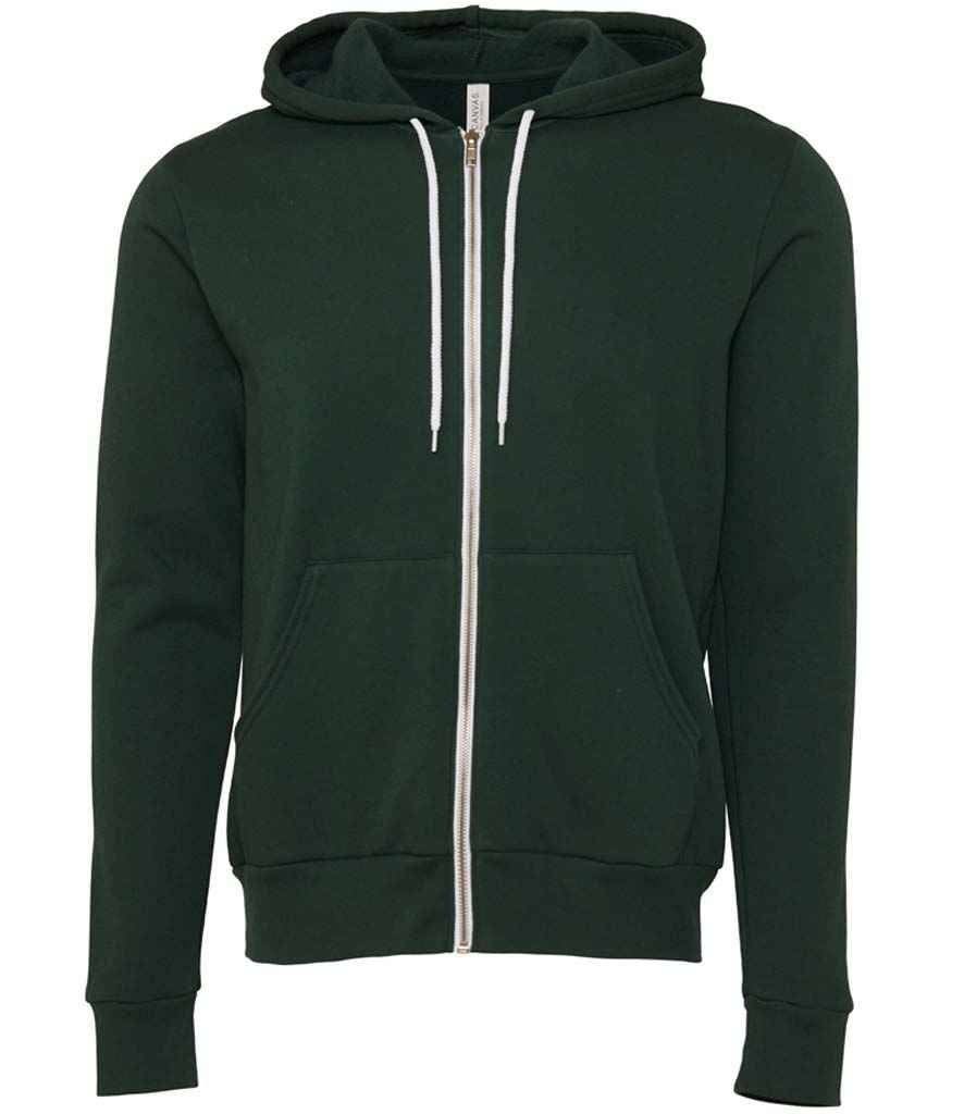 Canvas Unisex Full Zip Hoodie - (2nd Colours) in Forest Green by Bella+Canvas — Custom branded clothing by Print Press, featuring premium embroidery produced in our specialist print lab in the UK.