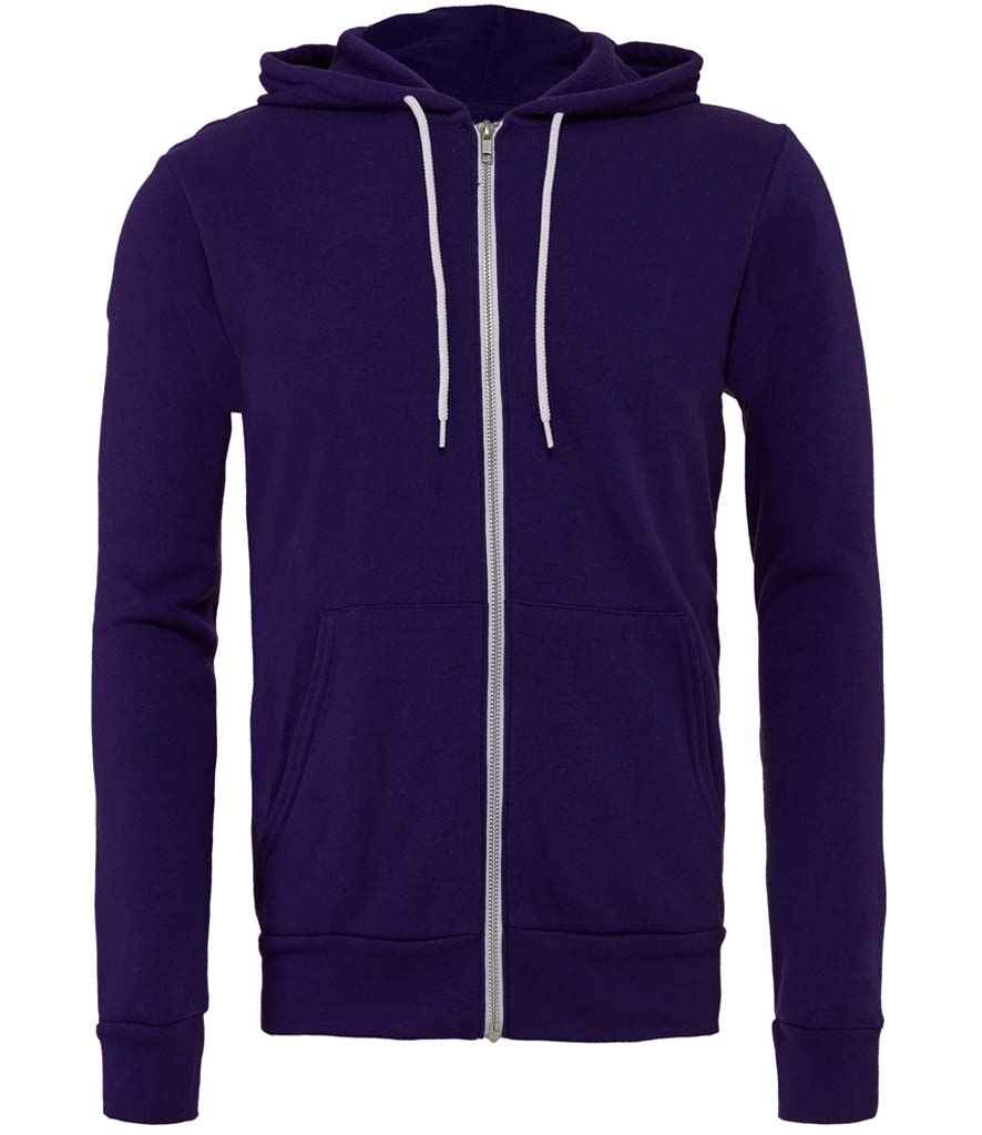 Canvas Unisex Full Zip Hoodie in Team Purple by Bella+Canvas — Custom branded clothing by Print Press, featuring premium embroidery produced in our specialist print lab in the UK.