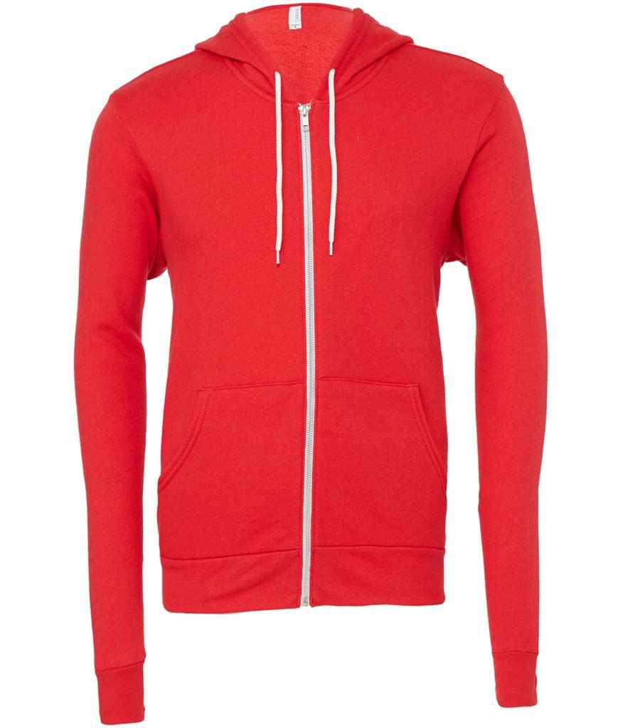 Canvas Unisex Full Zip Hoodie in Red by Bella+Canvas — Custom branded clothing by Print Press, featuring premium embroidery produced in our specialist print lab in the UK.