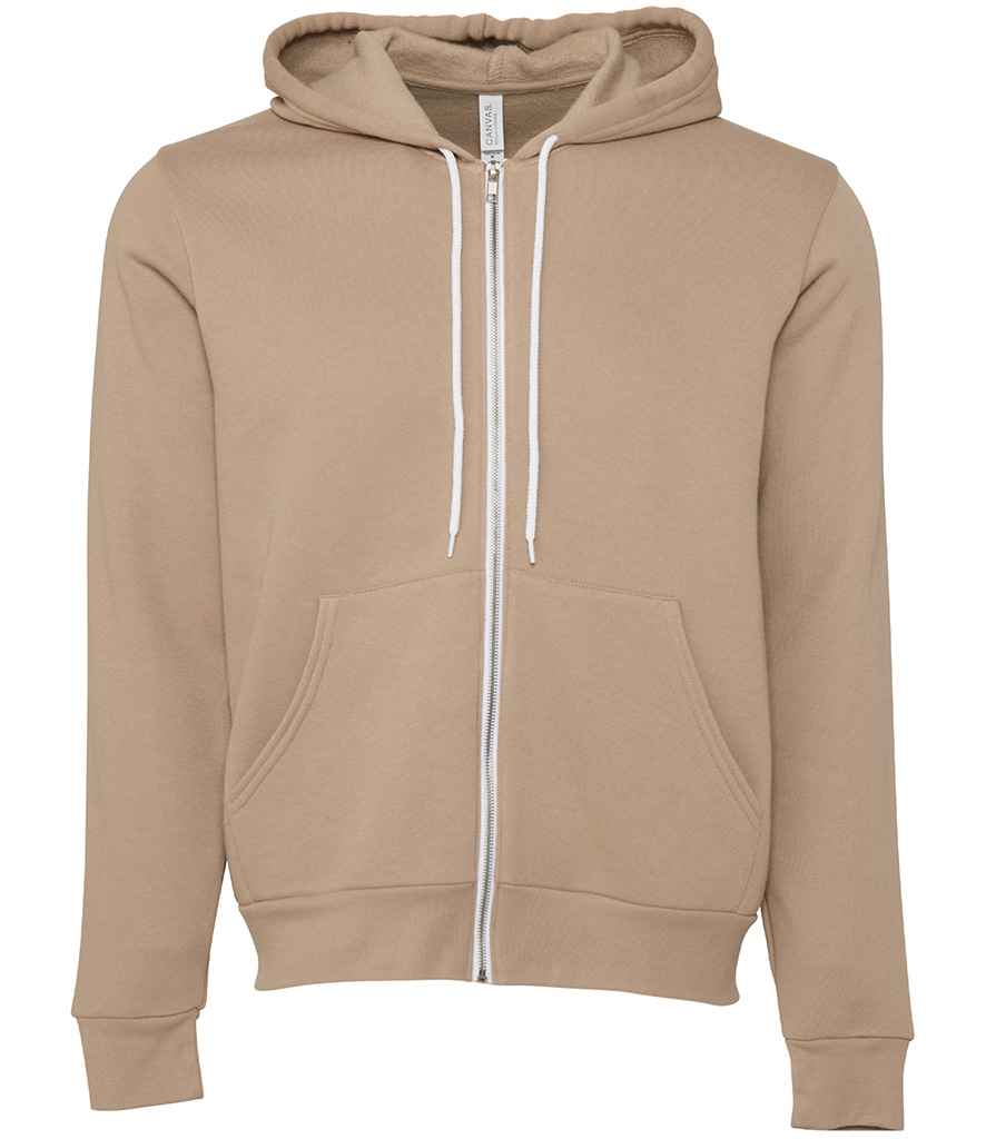 Canvas Unisex Full Zip Hoodie in Tan by Bella+Canvas — Custom branded clothing by Print Press, featuring premium embroidery produced in our specialist print lab in the UK.