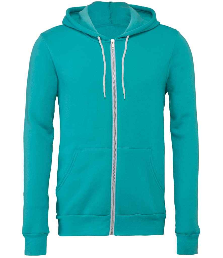 Canvas Unisex Full Zip Hoodie in Teal by Bella+Canvas — Custom branded clothing by Print Press, featuring premium embroidery produced in our specialist print lab in the UK.
