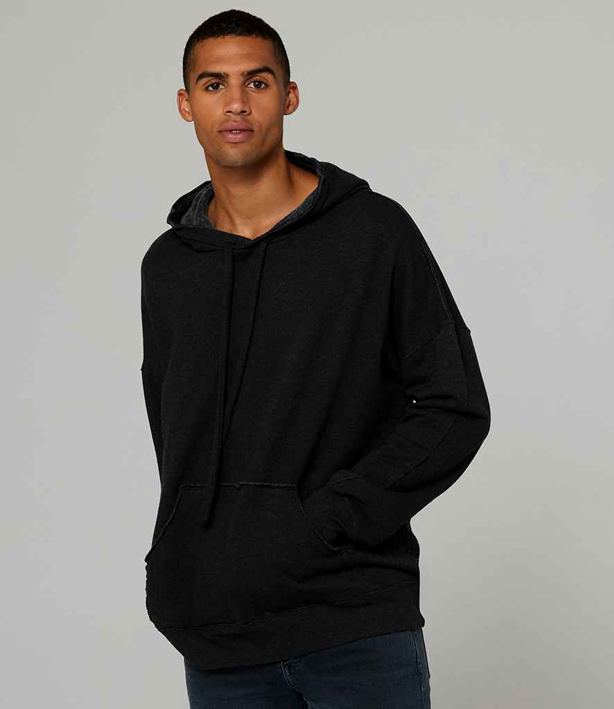 Canvas Unisex Raw Seam Hoodie in Black Heather by Bella+Canvas — Custom branded clothing by Print Press, featuring premium embroidery produced in our specialist print lab in the UK.