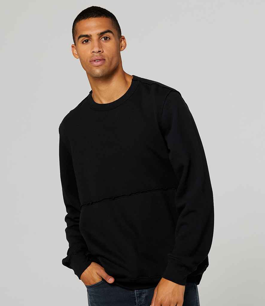 Canvas Unisex Raw Seam Crew Neck Pullover in Black by Bella+Canvas — Custom branded clothing by Print Press, featuring premium embroidery produced in our specialist print lab in the UK.
