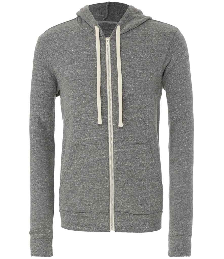Canvas Unisex Tri-Blend Full Zip Hoodie in Grey Tri-Blend by Bella+Canvas — Custom branded clothing by Print Press, featuring premium embroidery produced in our specialist print lab in the UK.