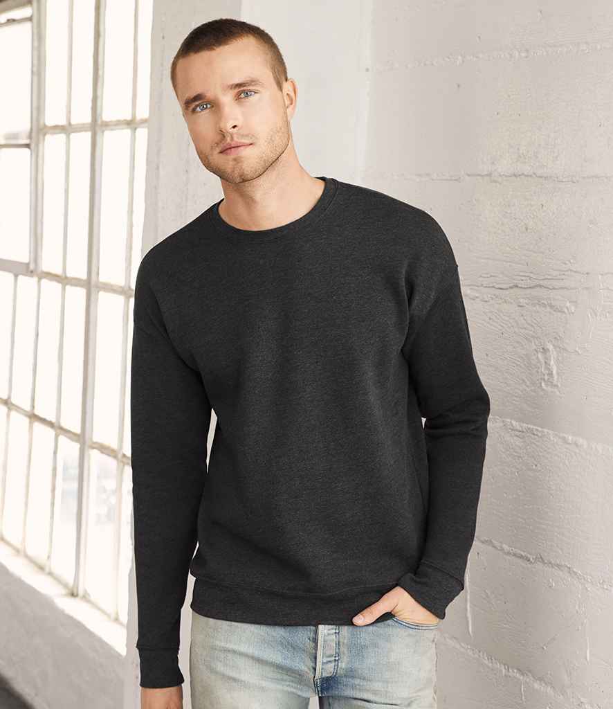 Canvas Unisex Drop Shoulder Sweatshirt in Dark Grey Heather by Bella+Canvas — Custom branded clothing by Print Press, featuring premium embroidery produced in our specialist print lab in the UK.