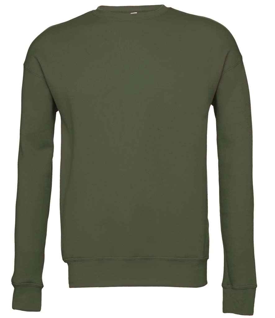 Canvas Unisex Drop Shoulder Sweatshirt in Military Green by Bella+Canvas — Custom branded clothing by Print Press, featuring premium embroidery produced in our specialist print lab in the UK.