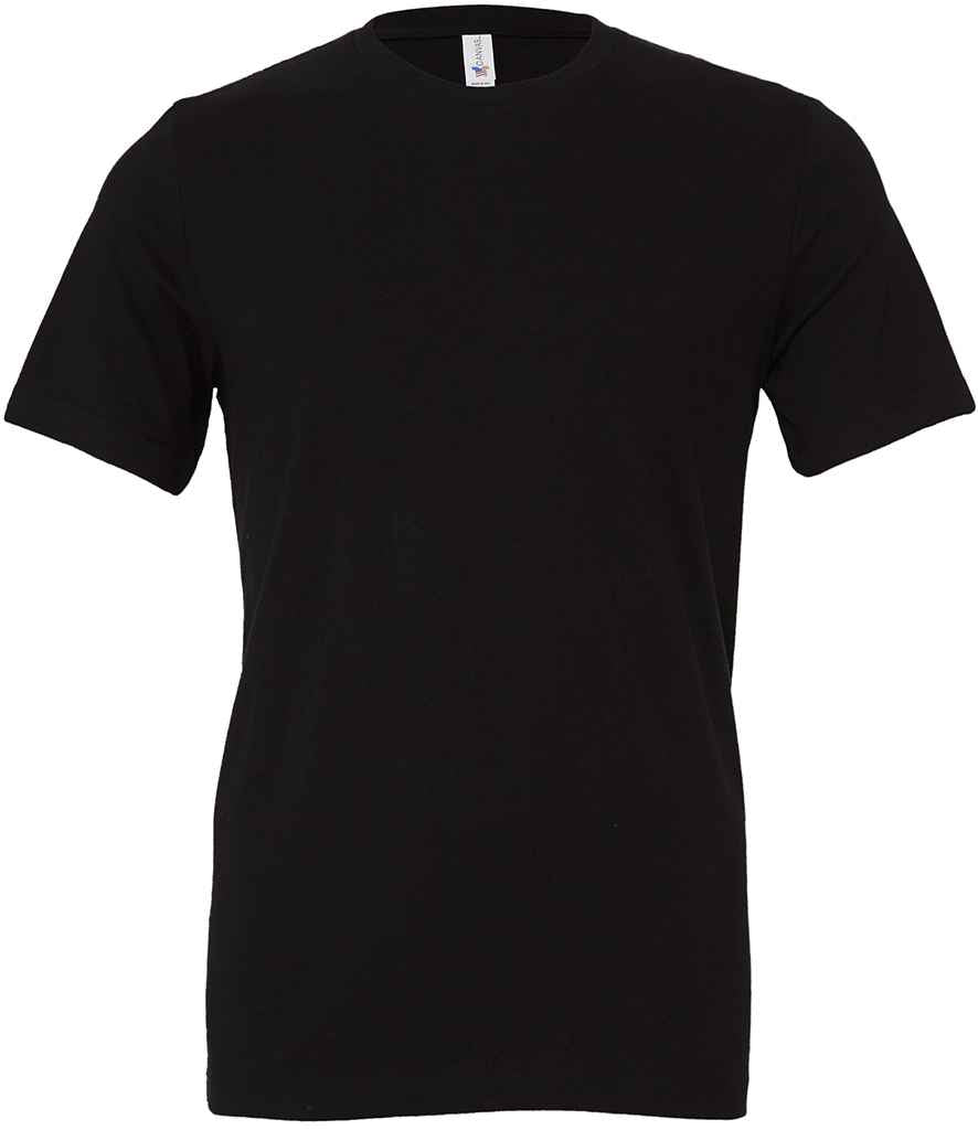Canvas Unisex Heather CVC T-Shirt in Black Heather by Bella+Canvas — Custom branded clothing by Print Press, featuring premium embroidery produced in our specialist print lab in the UK.