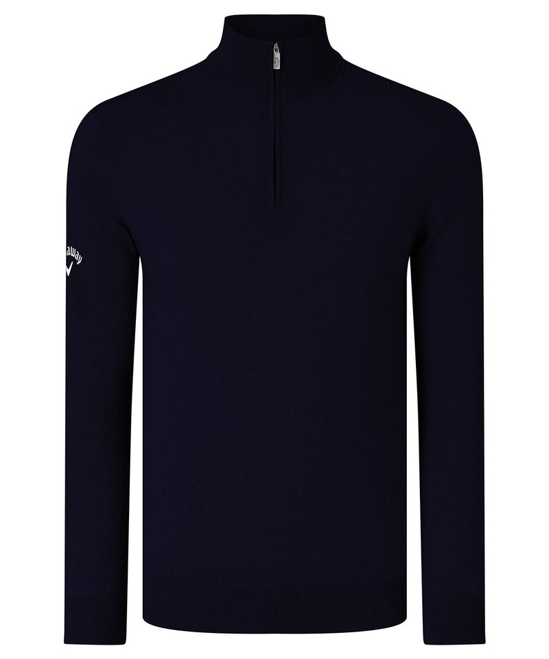 Ribbed ¼ Zip Merino Sweater in Peacoat Navy by Callaway — Custom branded clothing by Print Press, featuring premium embroidery produced in our specialist print lab in the UK.