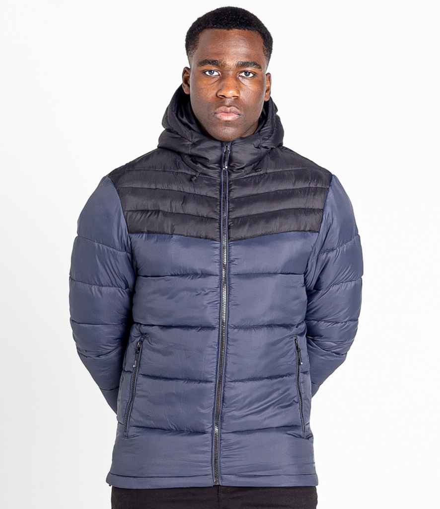 Dare 2b Hot Shot Hooded Baffle Jacket in Ebony Grey Black by Dare 2b — Custom branded clothing by Print Press, featuring premium embroidery produced in our specialist print lab in the UK.