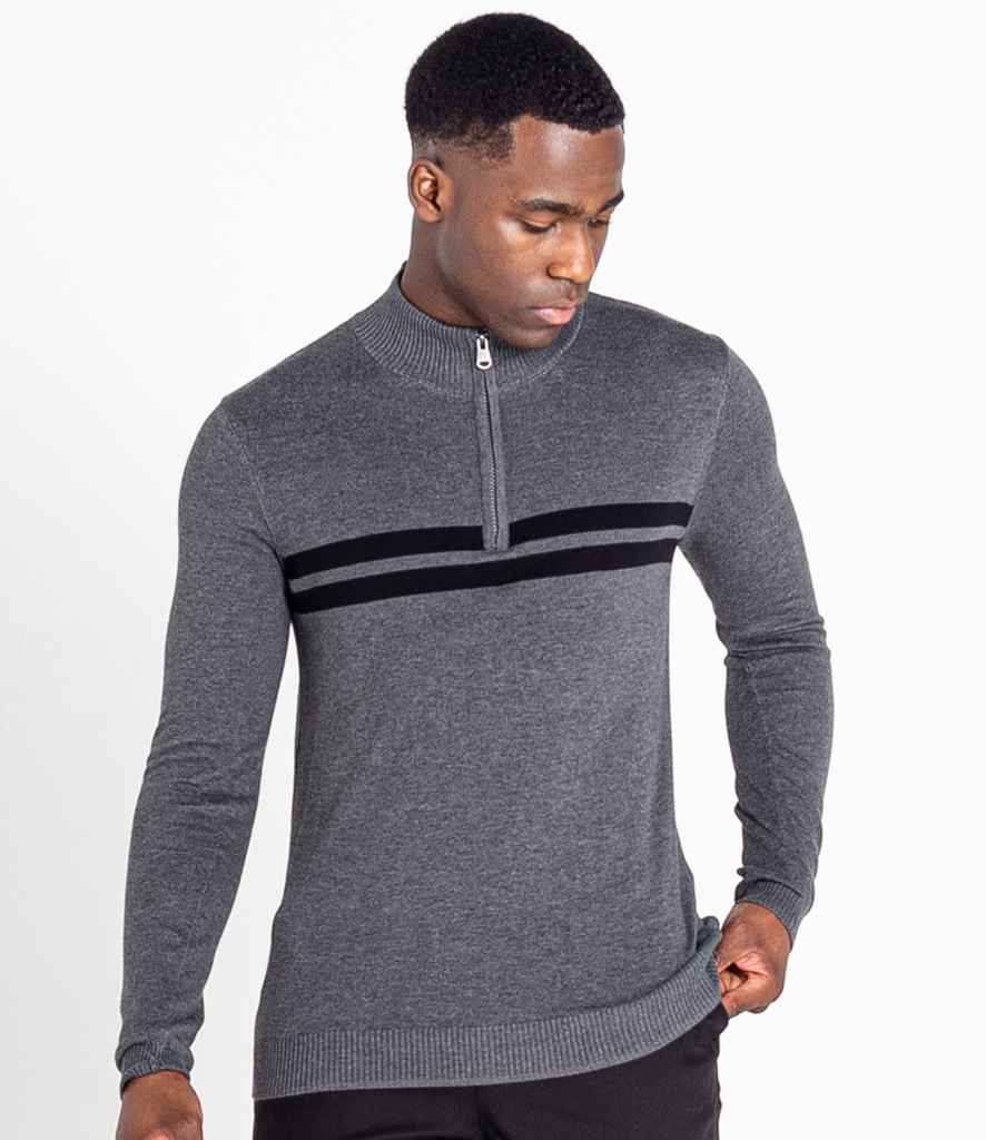 Dare 2b Unite US 1/4 Zip Knitted Sweater in Charcoal Marl Black by Dare 2b — Custom branded clothing by Print Press, featuring premium embroidery produced in our specialist print lab in the UK.