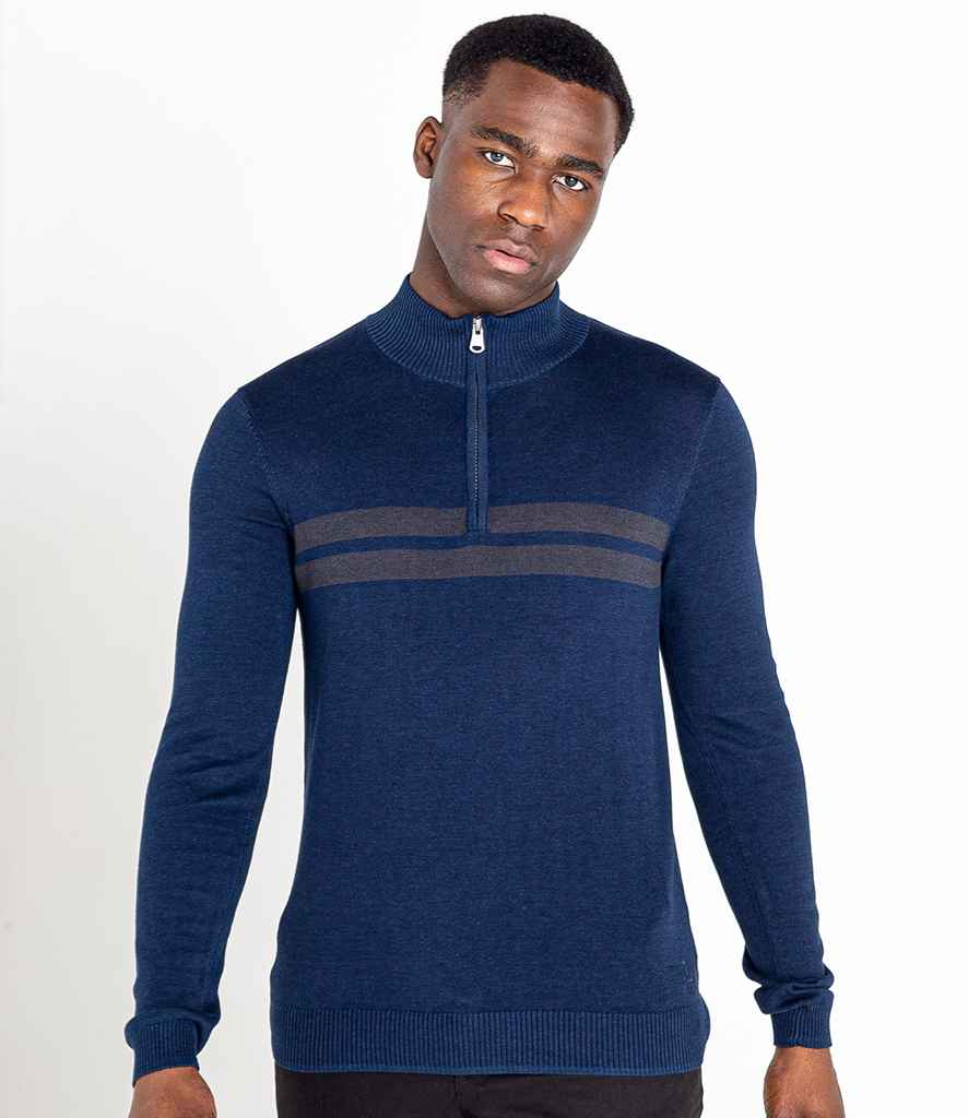Dare 2b Unite US 1/4 Zip Knitted Sweater in Nightfall Navy Ebony Grey by Dare 2b — Custom branded clothing by Print Press, featuring premium embroidery produced in our specialist print lab in the UK.