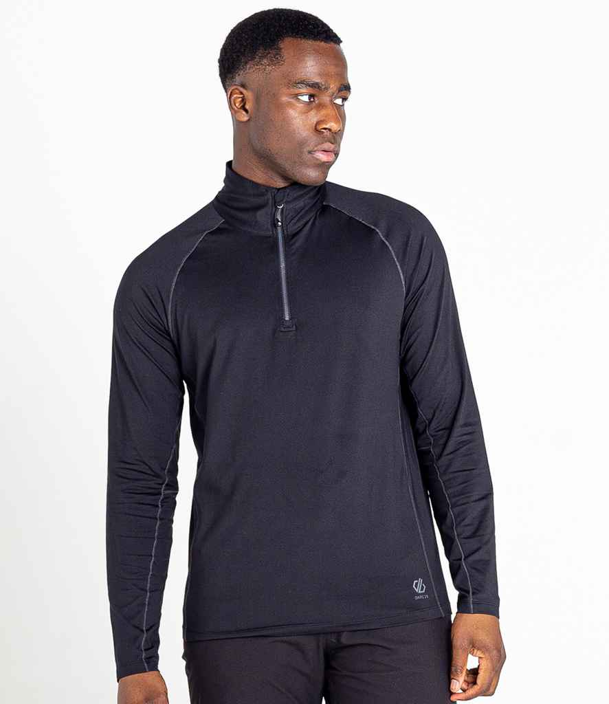 Dare 2b Fuser 1/4 Zip Core Stretch Top in Black by Dare 2b — Custom branded clothing by Print Press, featuring premium embroidery produced in our specialist print lab in the UK.