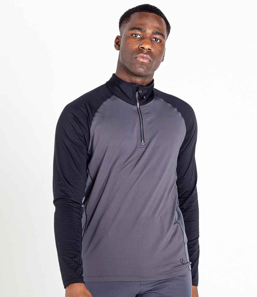 Dare 2b Fuser 1/4 Zip Core Stretch Top in Ebony Grey Black by Dare 2b — Custom branded clothing by Print Press, featuring premium embroidery produced in our specialist print lab in the UK.