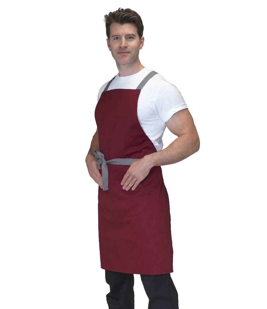 Dennys Cross Back Apron in ONE Claret by Dennys — Custom branded clothing by Print Press, featuring premium embroidery produced in our specialist print lab in the UK.