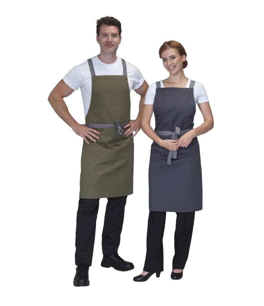 Dennys Cross Back Apron in ONE Olive Green by Dennys — Custom branded clothing by Print Press, featuring premium embroidery produced in our specialist print lab in the UK.