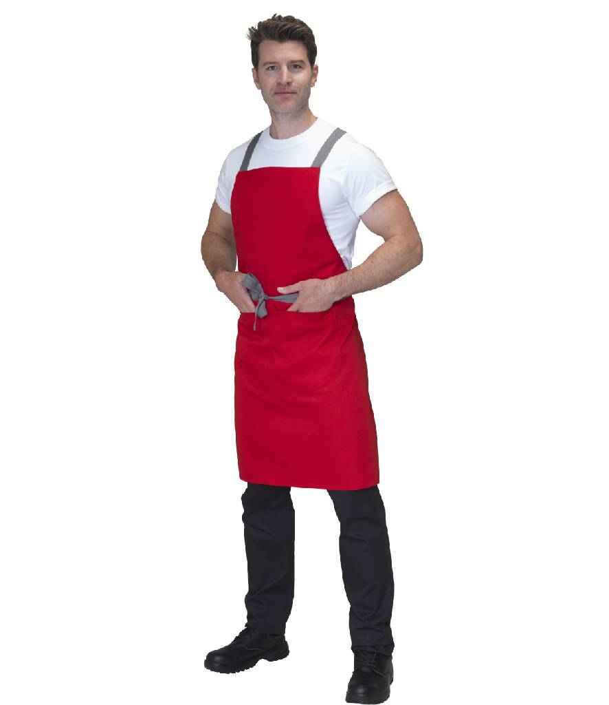 Dennys Cross Back Apron in ONE Red by Dennys — Custom branded clothing by Print Press, featuring premium embroidery produced in our specialist print lab in the UK.