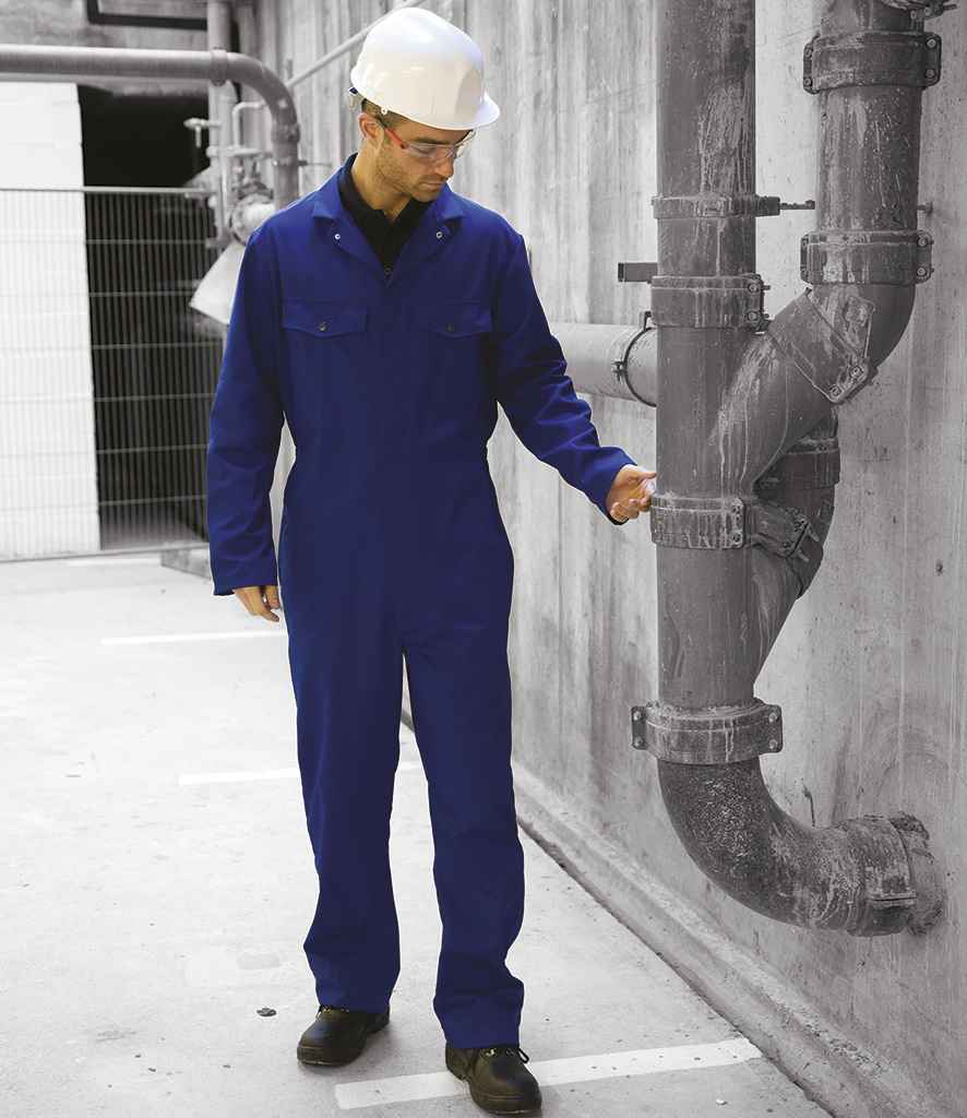 Warrior Stud Front Coverall in Black by Warrior — Custom branded clothing by Print Press, featuring premium embroidery produced in our specialist print lab in the UK.
