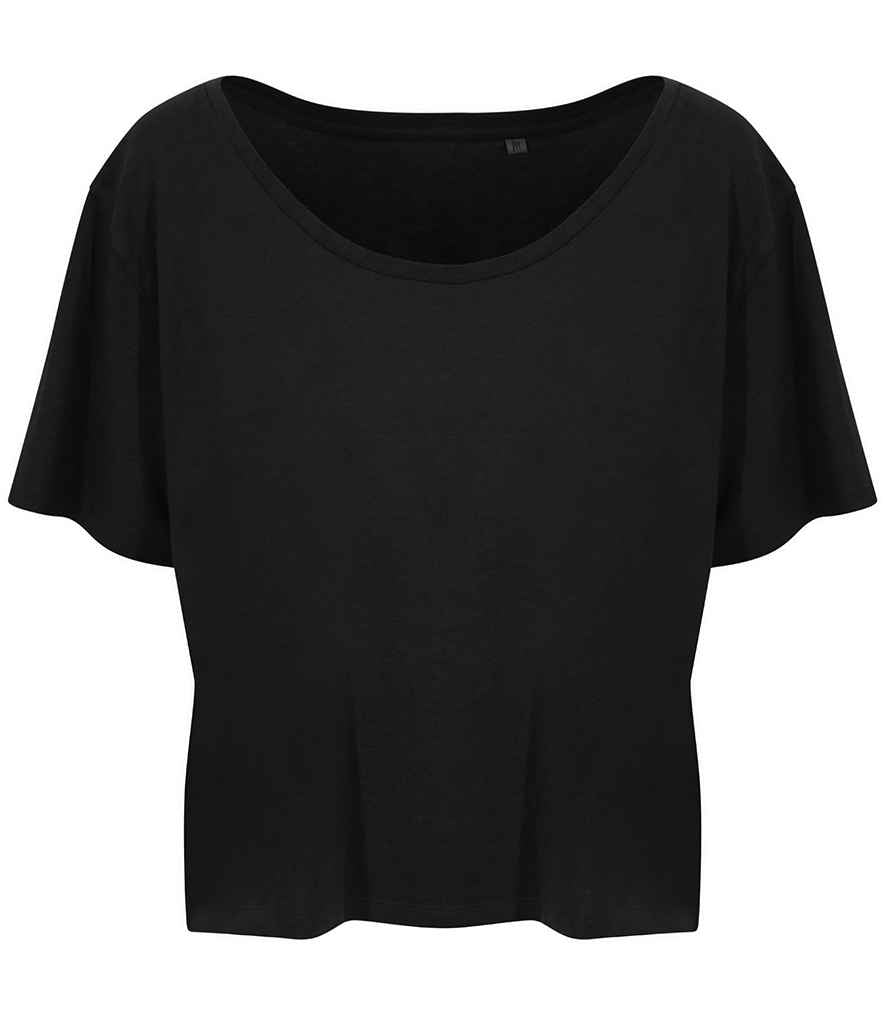 Ecologie Ladies Daintree EcoViscose Cropped T-Shirt in Jet Black by Ecologie — Custom branded clothing by Print Press, featuring premium embroidery produced in our specialist print lab in the UK.