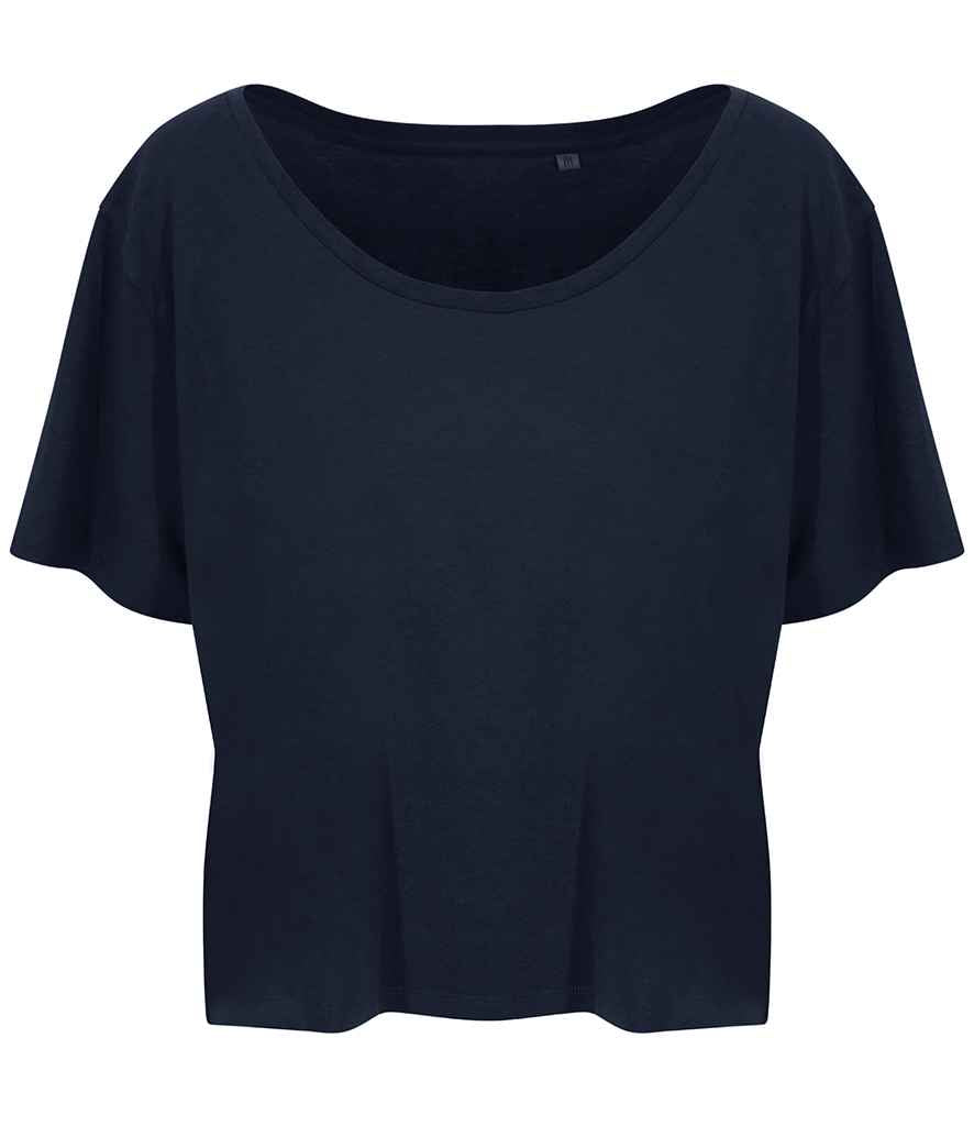 Ecologie Ladies Daintree EcoViscose Cropped T-Shirt in Navy by Ecologie — Custom branded clothing by Print Press, featuring premium embroidery produced in our specialist print lab in the UK.