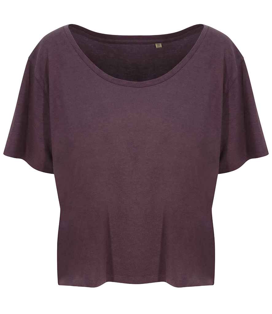 Ecologie Ladies Daintree EcoViscose Cropped T-Shirt in Wild Mulberry by Ecologie — Custom branded clothing by Print Press, featuring premium embroidery produced in our specialist print lab in the UK.