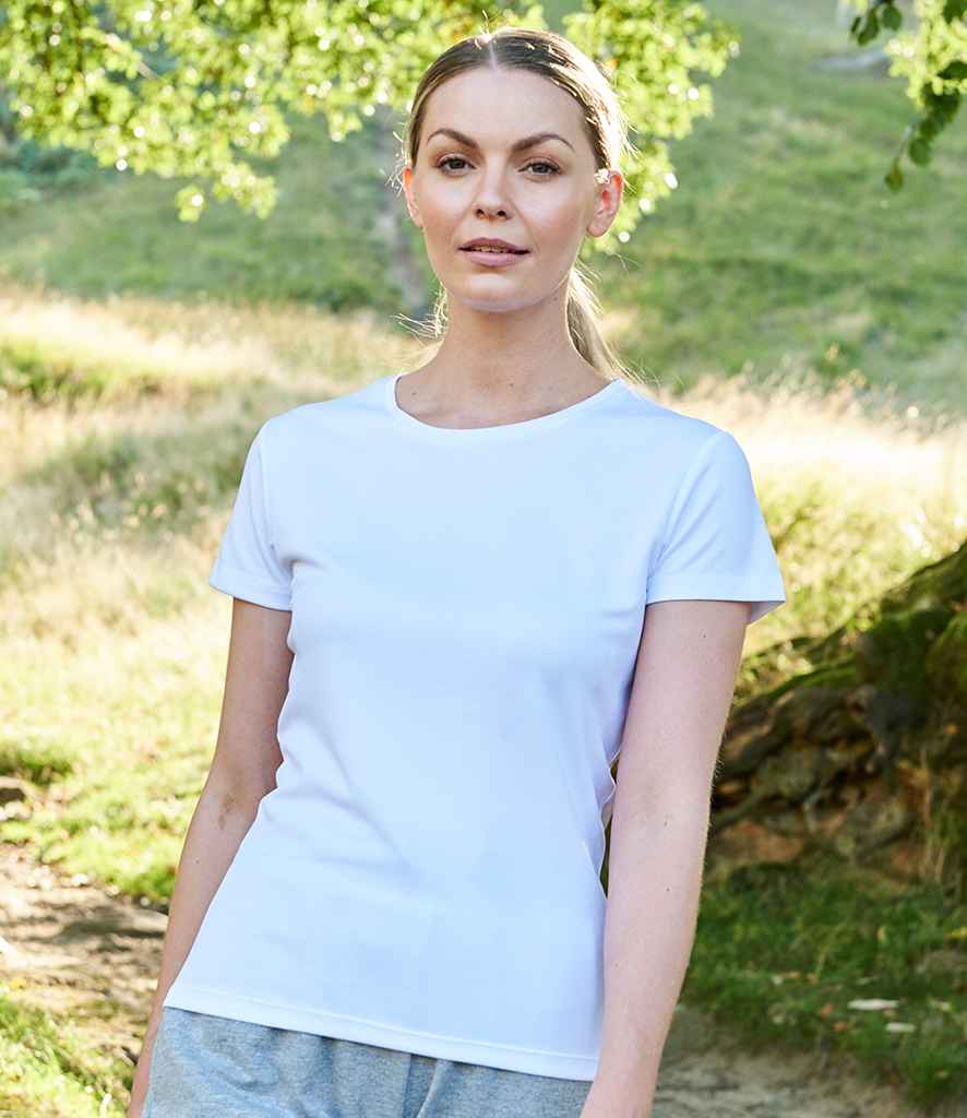 Ecologie Ladies Ambaro Recycled Sports T-Shirt in Arctic White by Ecologie — Custom branded clothing by Print Press, featuring premium embroidery produced in our specialist print lab in the UK.